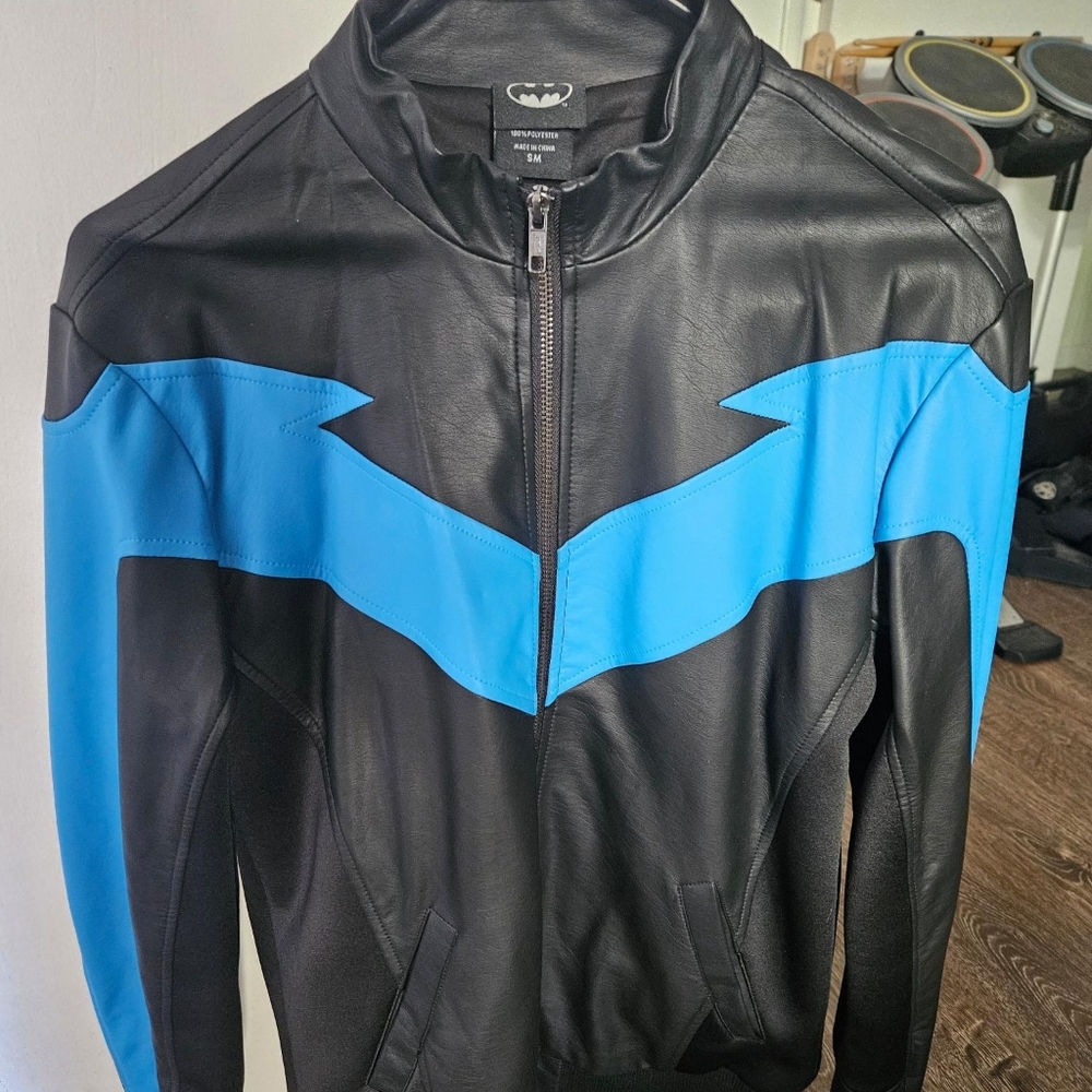 DC Comics Nightwing -  Black and Blue Leather Jacket - MENS SMALL